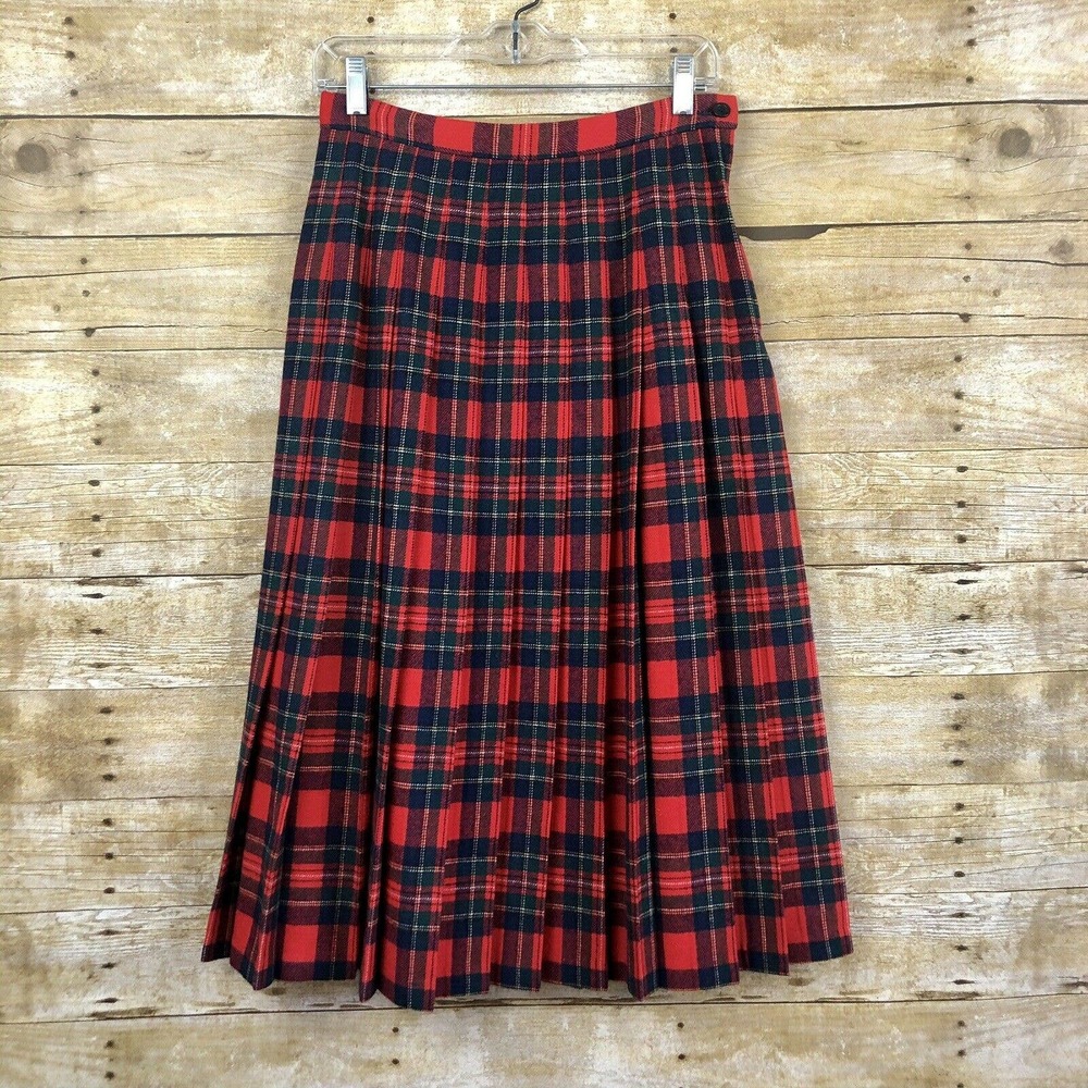 Vintage Pendleton Tartan Plaid Pleated Midi Skirt